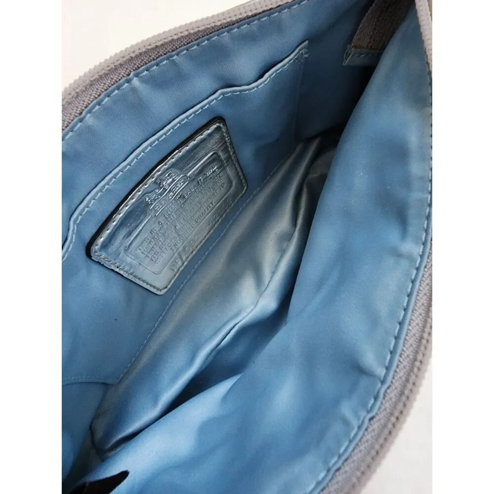 Authentic COACH Champagne Sateen Pleated Wristlet with Leather Trim